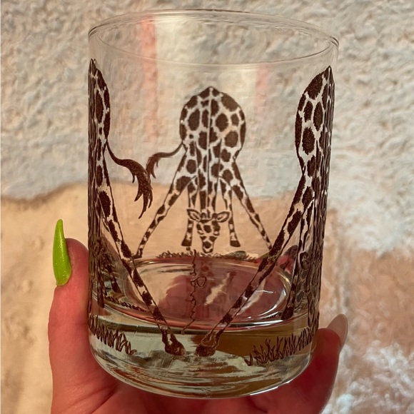 Rare Vintage 90’s Morgan Signed Giraffe Tumbler/Highball Glass Set of 2 - Picture 7 of 9